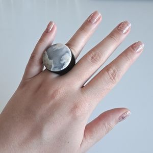 **2 for 10$** Oversize Chunky Natural Wood and Stone Ring